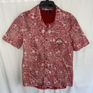 Ohio State Buckeyes Shirt Medium Red Button Up Hawaiian Camp Reverse Print